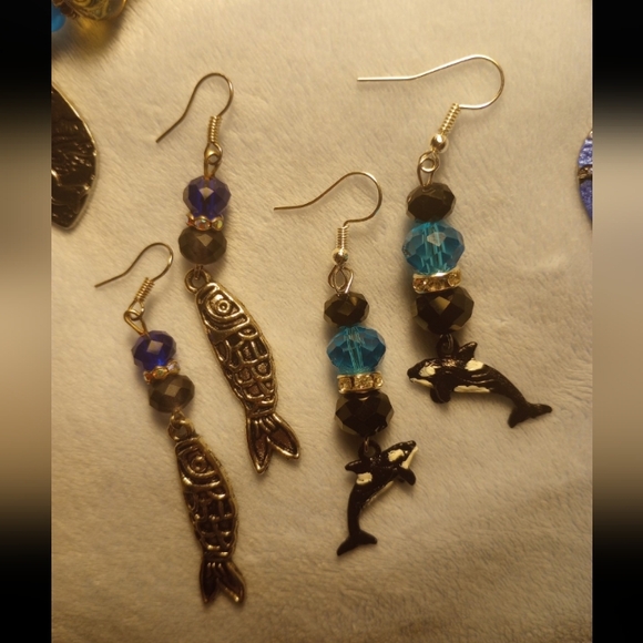 Orca Killer Whale Southern Resident Orca Beaded Charm Bracelet Earrings Unique - Picture 8 of 10